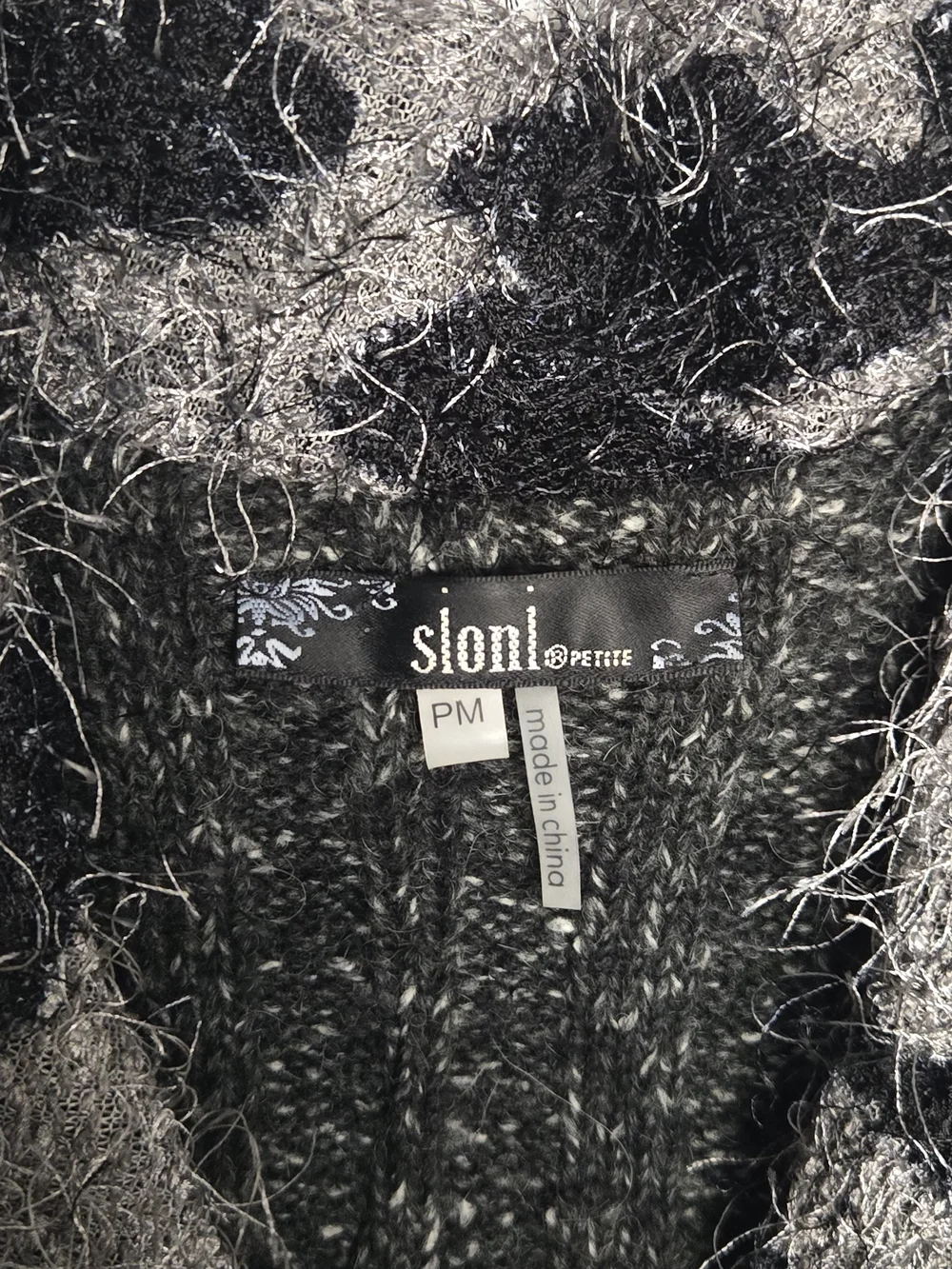Y2k Black & Gray Textured Button-Front Sweater Coat!